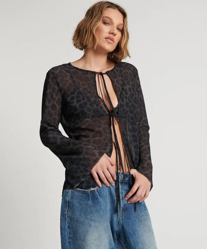 Women LEOPARD FANTASY CHIFFON LONGSLEEVE TOP One Teaspoon Tops Women LEOPARD FANTASY CHIFFON LONGSLEEVE TOP One Teaspoon Tops