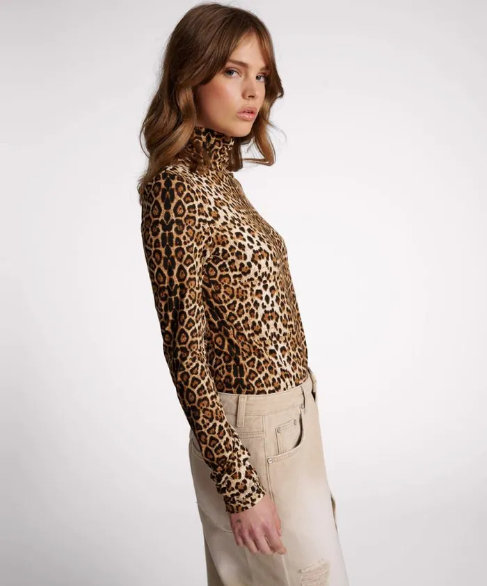 Women LEOPARD JERSEY TURTLE NECK LONG SLEEVE TOP One Teaspoon Tops Women LEOPARD JERSEY TURTLE NECK LONG SLEEVE TOP One Teaspoon Tops