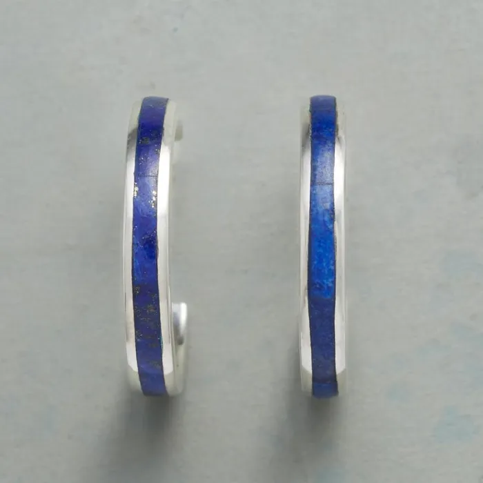 Women Line Of Lapis Hoop Earrings Sundance Catalog Earrings