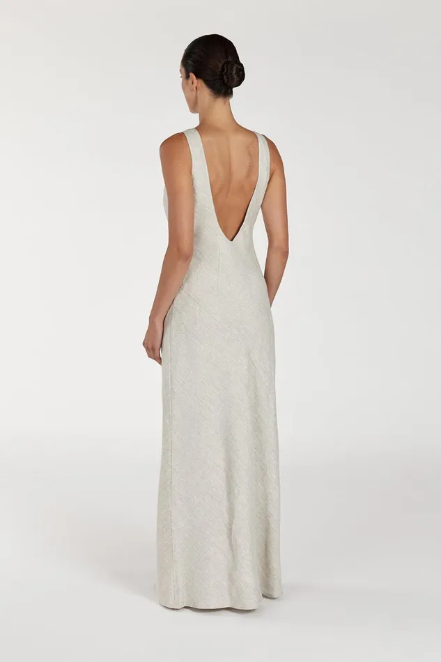 Women Linen Dresses DISSH LYRA NATURAL LINEN MIDI DRESS