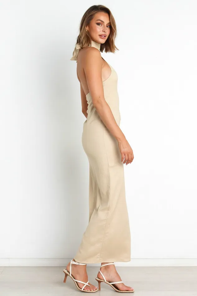 Women Linen Dresses Petal and Pup Giza Dress Beige