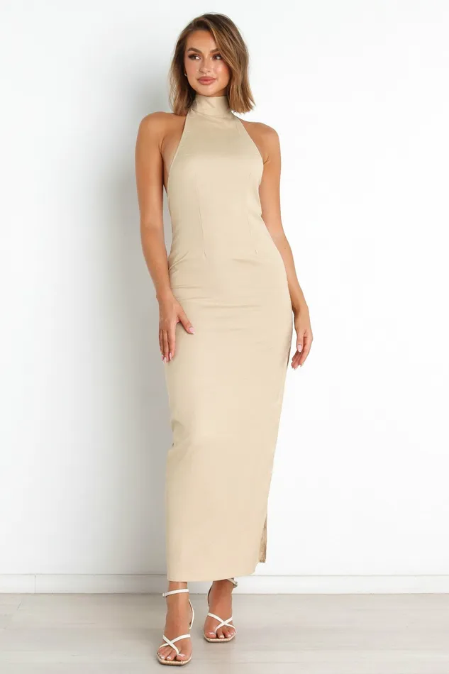 Women Linen Dresses Petal and Pup Giza Dress Beige