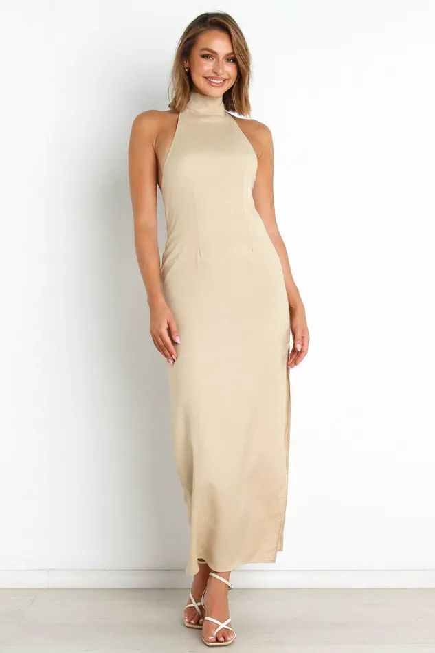 Women Linen Dresses Petal and Pup Giza Dress Beige