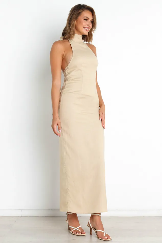 Women Linen Dresses Petal and Pup Giza Dress Beige