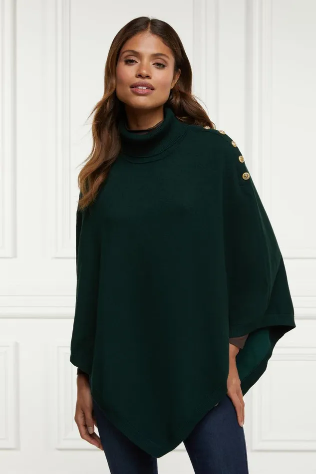 WomenLittle Knitwear Holland Cooper Roll Neck Cape Deep Emerald