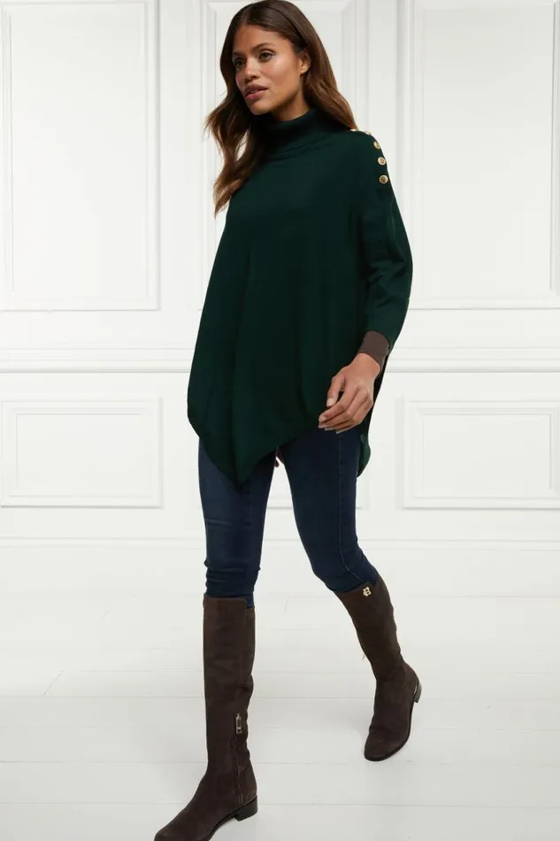 WomenLittle Knitwear Holland Cooper Roll Neck Cape Deep Emerald