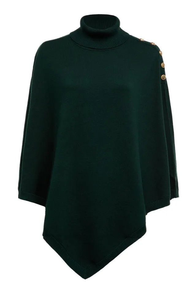 WomenLittle Knitwear Holland Cooper Roll Neck Cape Deep Emerald