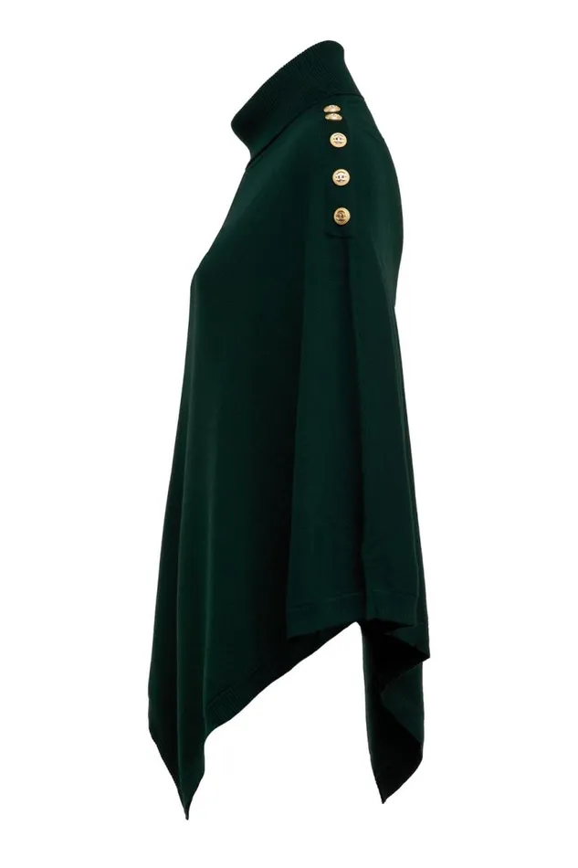 WomenLittle Knitwear Holland Cooper Roll Neck Cape Deep Emerald