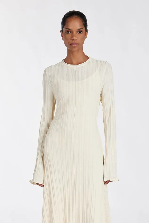 Women Long Sleeve Dresses DISSH SYLVIA CREAM KNIT MIDI DRESS
