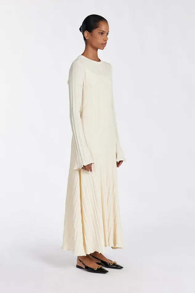 Women Long Sleeve Dresses DISSH SYLVIA CREAM KNIT MIDI DRESS