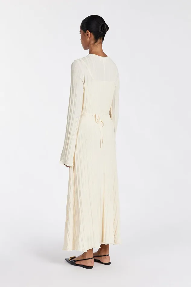 Women Long Sleeve Dresses DISSH SYLVIA CREAM KNIT MIDI DRESS