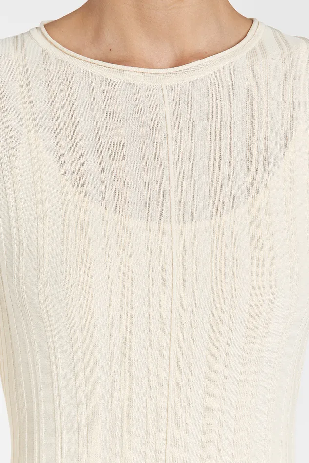 Women Long Sleeve Dresses DISSH SYLVIA CREAM KNIT MIDI DRESS