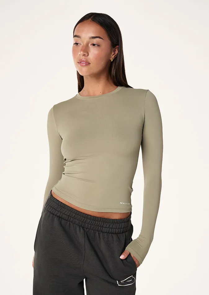 Women LongSleeveTops PE Nation FOUNDATION LONG SLEEVE TOP IN SILVER SAGE