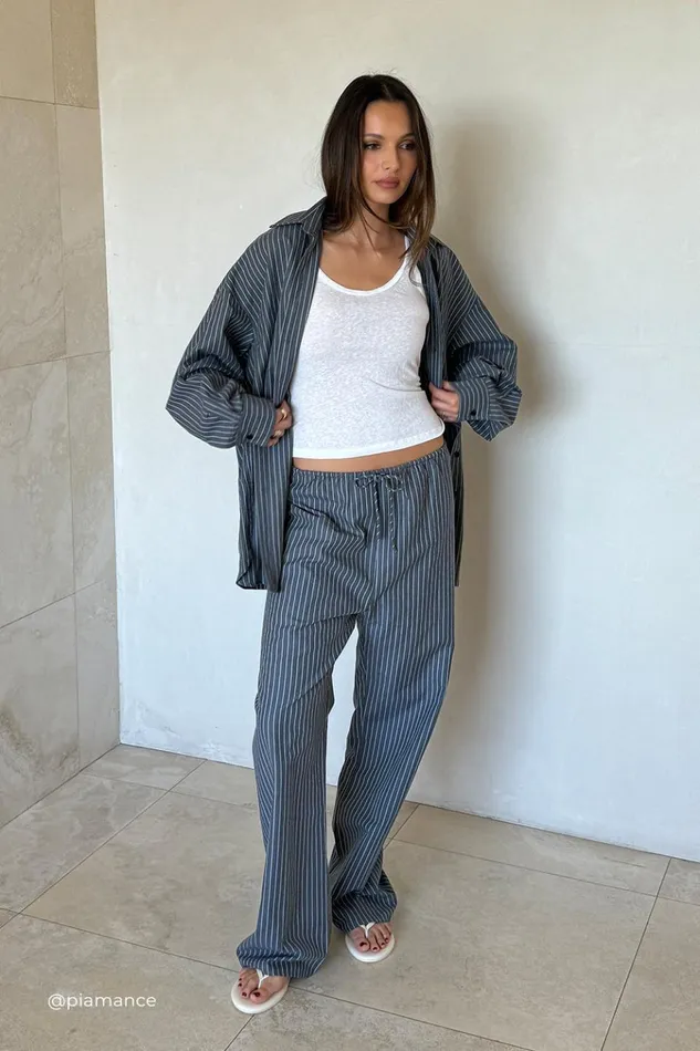 Women Long Sleeved DISSH MASON SLATE STRIPE SHIRT