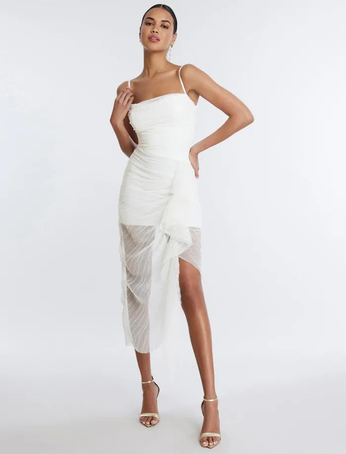 Women Lottie Cascading Ruched Dress Gardenia BCBG Dresses Women Lottie Cascading Ruched Dress Gardenia BCBG Dresses