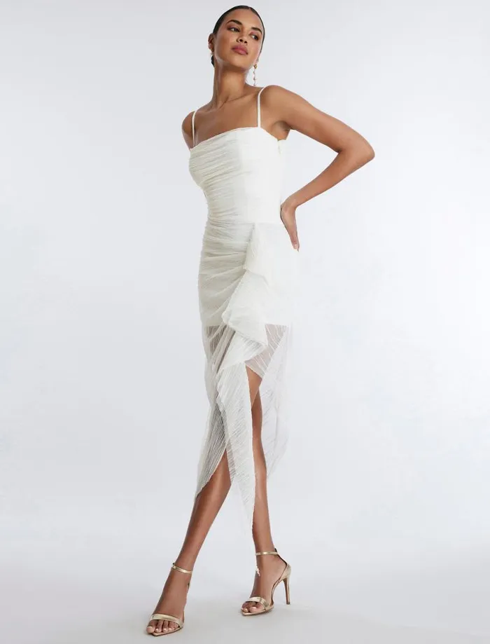 Women Lottie Cascading Ruched Dress Gardenia BCBG Dresses Women Lottie Cascading Ruched Dress Gardenia BCBG Dresses