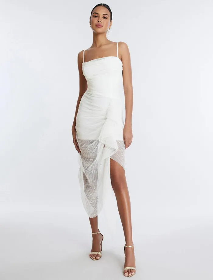 Women Lottie Cascading Ruched Dress Gardenia BCBG Dresses Women Lottie Cascading Ruched Dress Gardenia BCBG Dresses