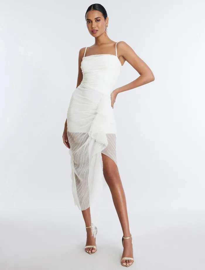 Women Lottie Cascading Ruched Dress Gardenia BCBG Dresses Women Lottie Cascading Ruched Dress Gardenia BCBG Dresses
