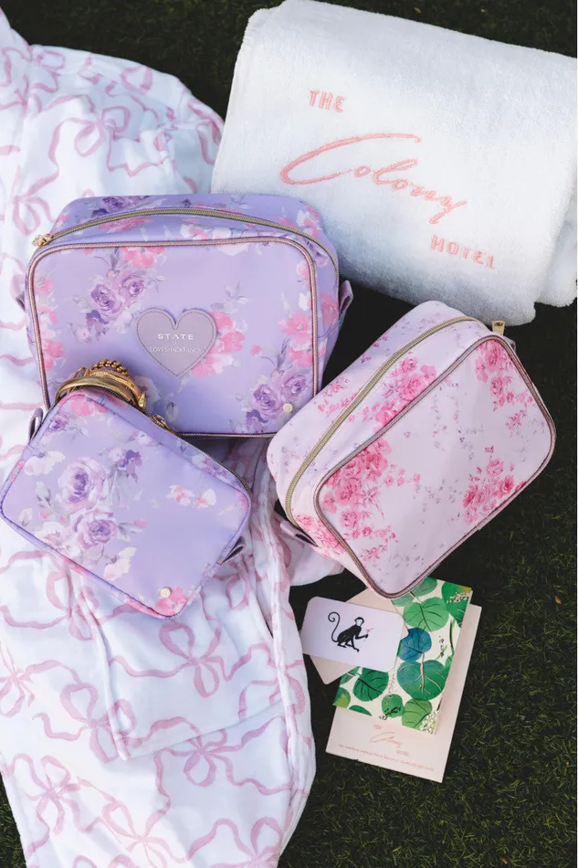 Women LoveShackFancy Bags and Travel State Travel Pouch Set Happy Thoughts