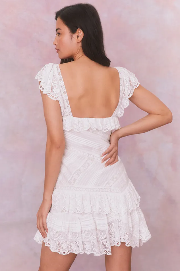 Women LoveShackFancy Dresses Bensley Fitted Lace Mini Dress True White