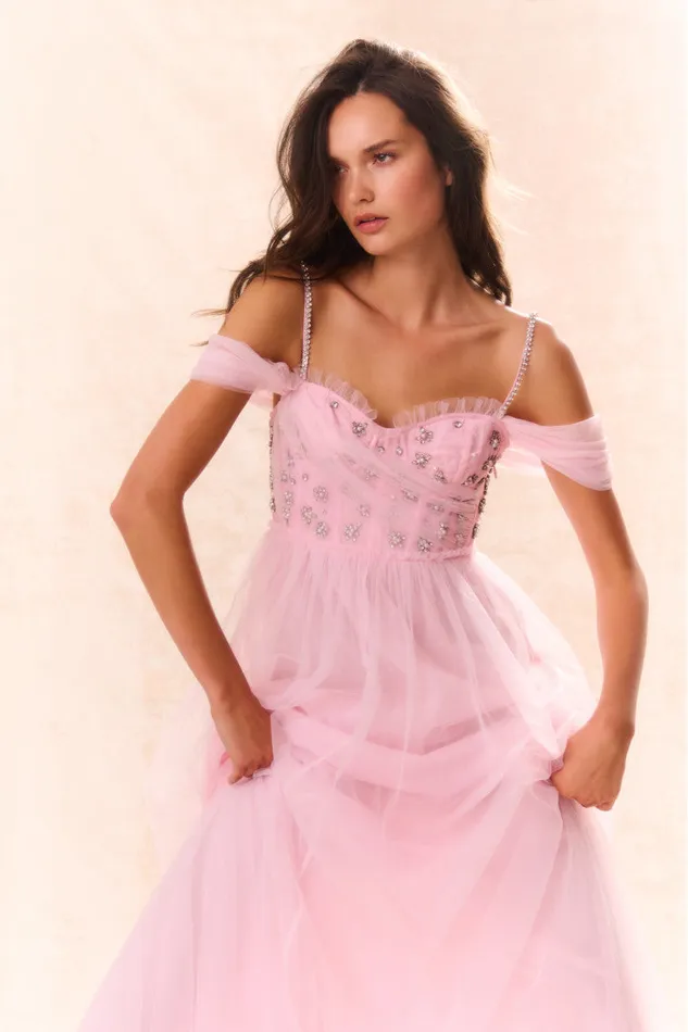 Women LoveShackFancy Dresses Dantine Tulle Ball Gown Ballet Taupe