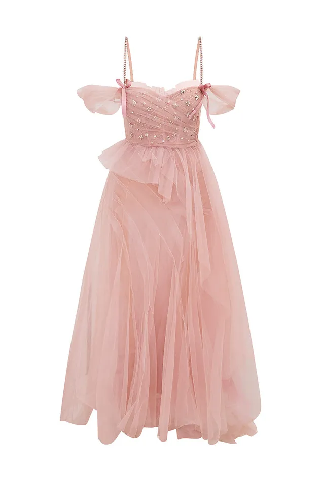 Women LoveShackFancy Dresses Dantine Tulle Ball Gown Ballet Taupe