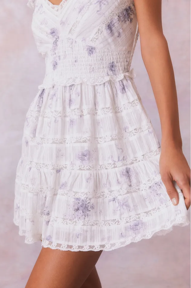 Women LoveShackFancy Dresses Finny Floral Mini Dress Misty Sea