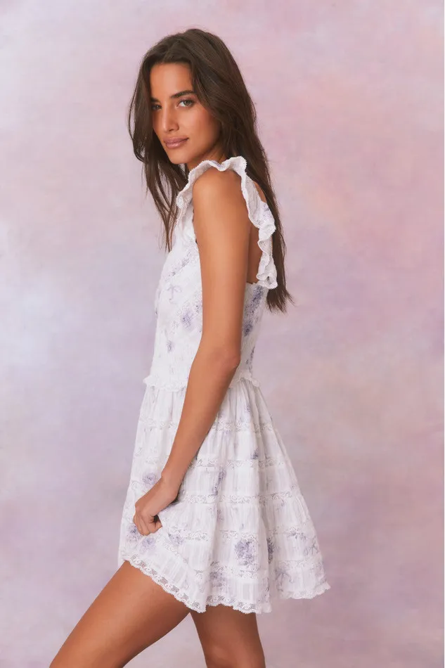 Women LoveShackFancy Dresses Finny Floral Mini Dress Misty Sea