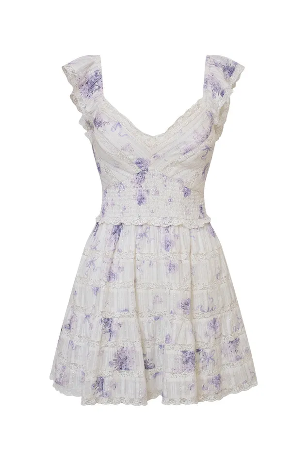 Women LoveShackFancy Dresses Finny Floral Mini Dress Misty Sea