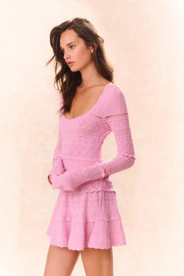 Women LoveShackFancy Dresses Lavender Pointelle Knit Mini Dress Rose Clay