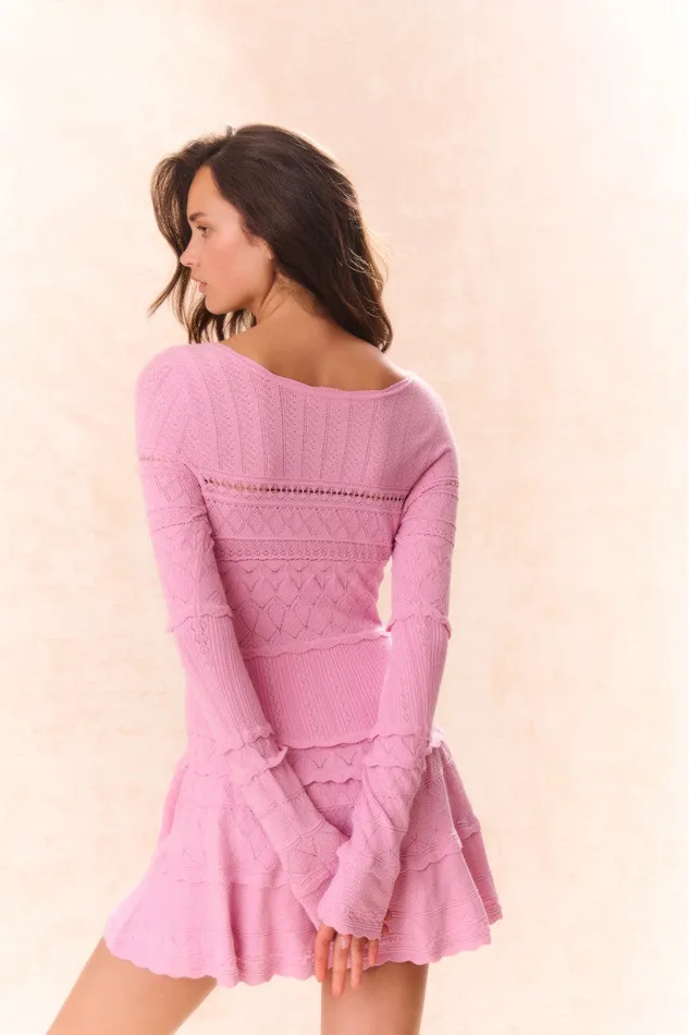 Women LoveShackFancy Dresses Lavender Pointelle Knit Mini Dress Rose Clay