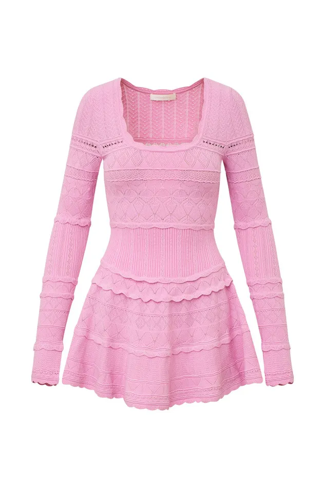 Women LoveShackFancy Dresses Lavender Pointelle Knit Mini Dress Rose Clay