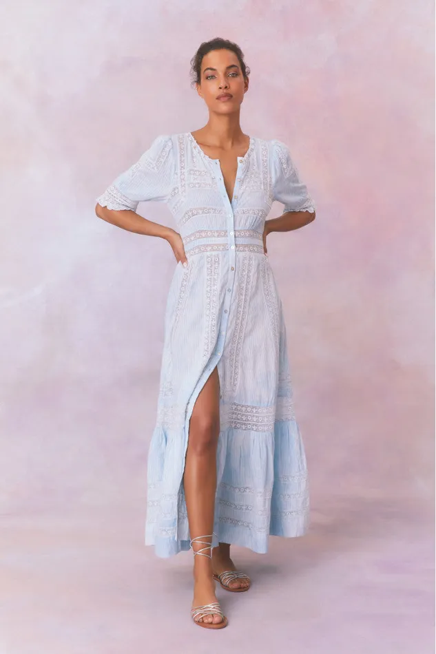 Women LoveShackFancy Dresses Minka Stripe Hand Dye Lace Maxi Dress Blue Hand Dye Women LoveShackFancy Dresses Minka Stripe Hand Dye Lace Maxi Dress Blue Hand Dye
