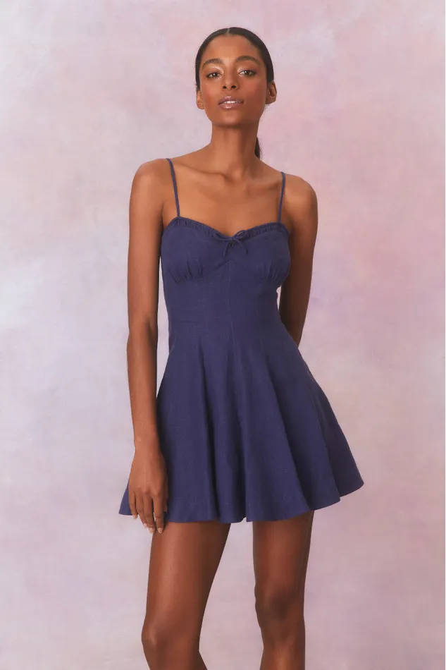 Women LoveShackFancy Dresses Shai Linen Mini Dress Navy
