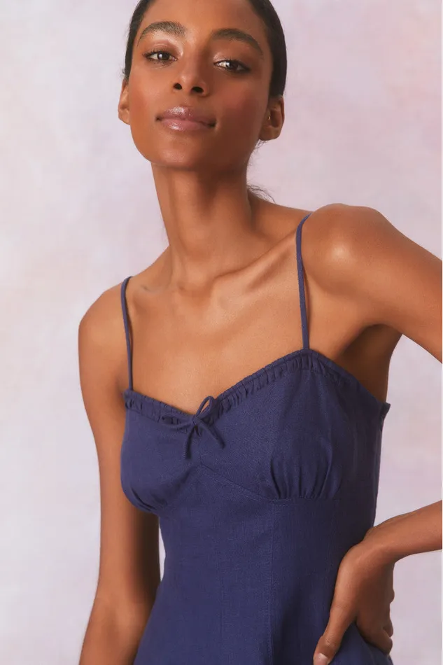 Women LoveShackFancy Dresses Shai Linen Mini Dress Navy