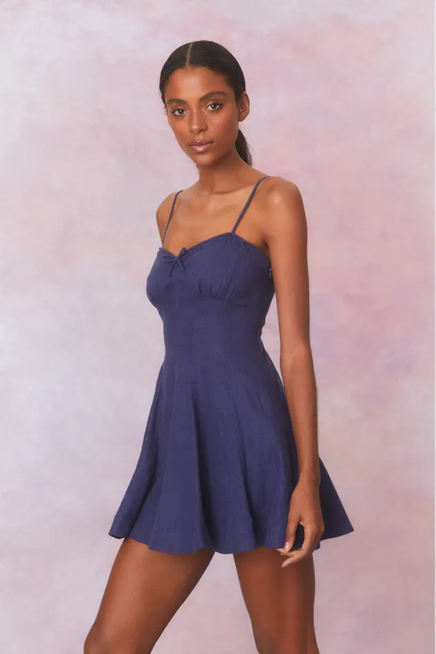 Women LoveShackFancy Dresses Shai Linen Mini Dress Navy