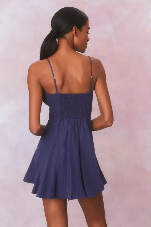 Women LoveShackFancy Dresses Shai Linen Mini Dress Navy