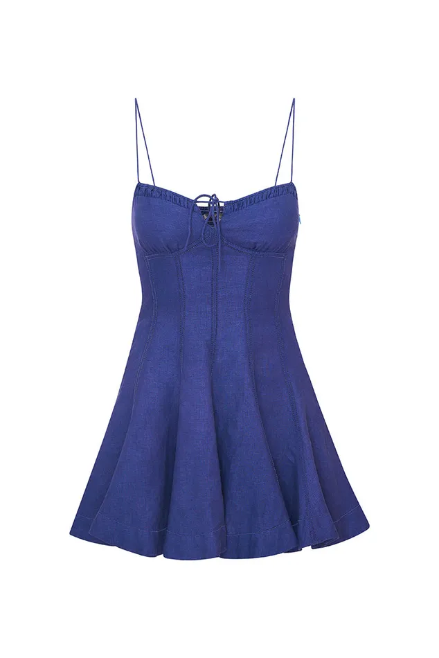 Women LoveShackFancy Dresses Shai Linen Mini Dress Navy