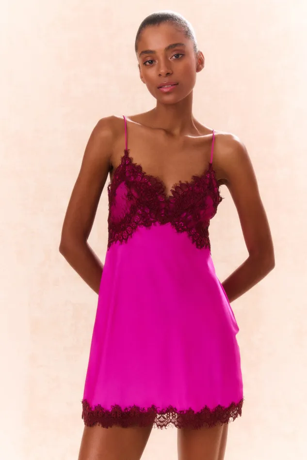 Women LoveShackFancy Dresses Waterman LaceTrimmed Mini Slip Dress Fuchsia