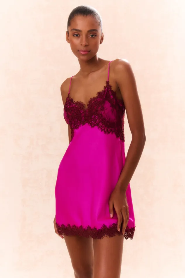 Women LoveShackFancy Dresses Waterman LaceTrimmed Mini Slip Dress Fuchsia
