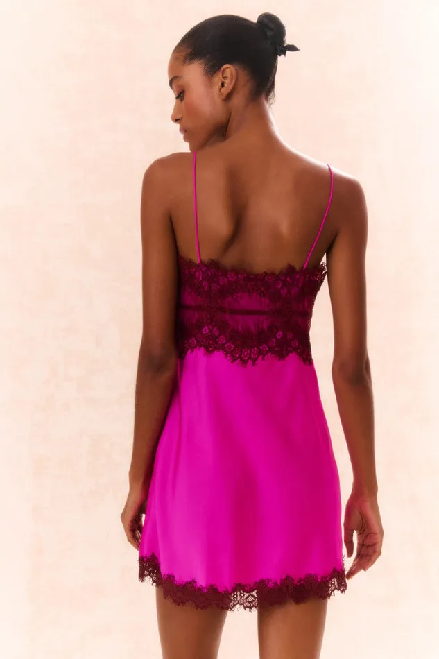 Women LoveShackFancy Dresses Waterman LaceTrimmed Mini Slip Dress Fuchsia