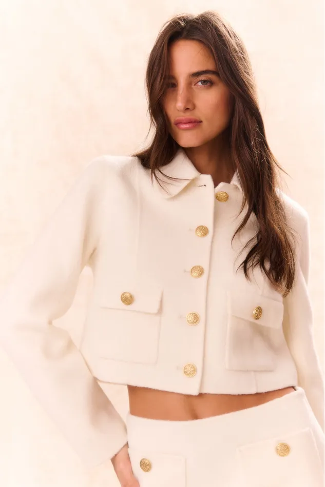 Women LoveShackFancy Jackets and Coats Lettie Wool MilitaryInspired Jacket Oatmeal Women LoveShackFancy Jackets and Coats Lettie Wool MilitaryInspired Jacket Oatmeal