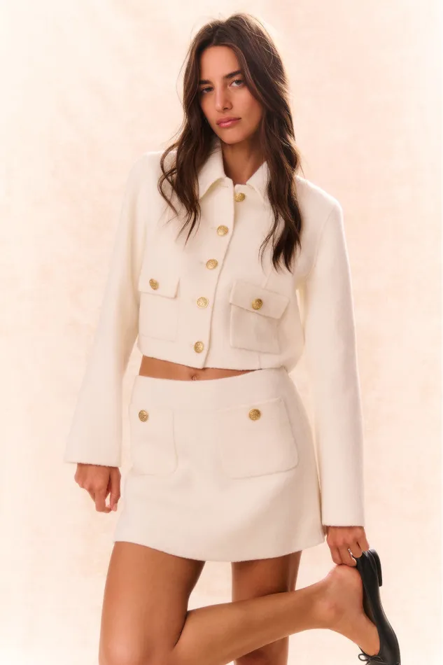 Women LoveShackFancy Jackets and Coats Lettie Wool MilitaryInspired Jacket Oatmeal