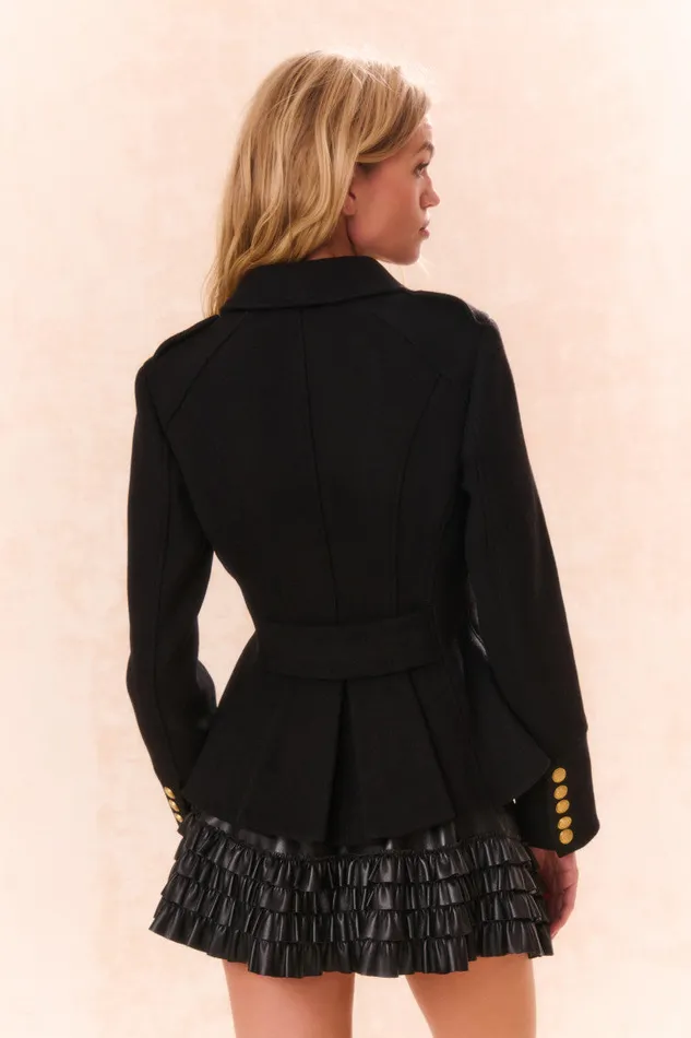 Women LoveShackFancy Jackets and Coats Theda WoolBlend Military Jacket Black