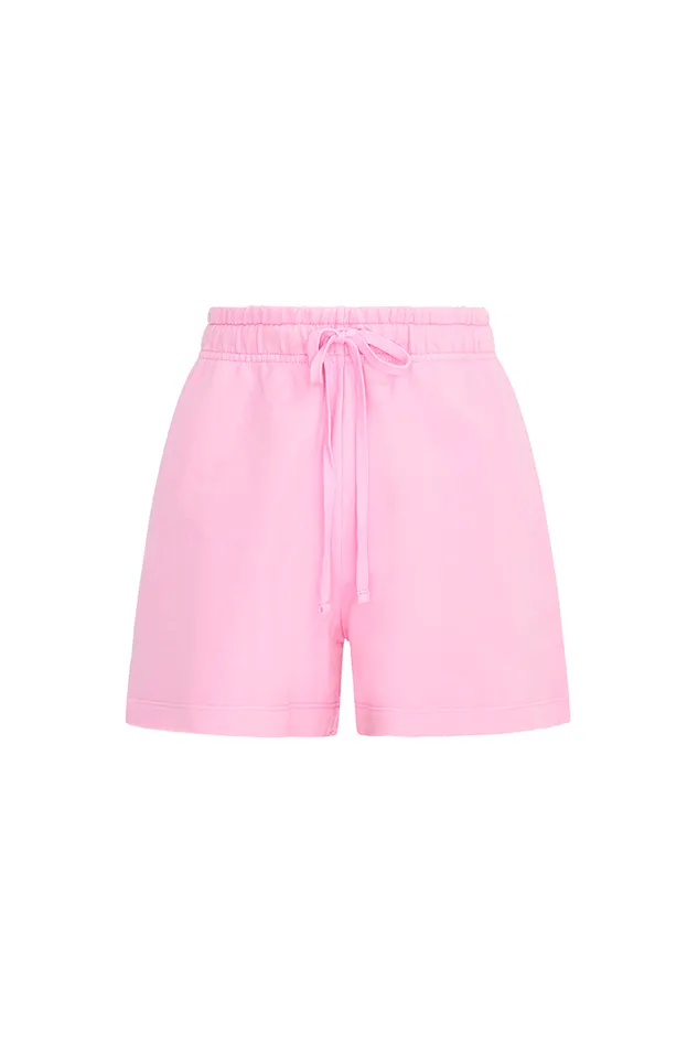 Women LoveShackFancy Pants and Shorts Zenaida Fleece Logo Shorts Wistful Pink