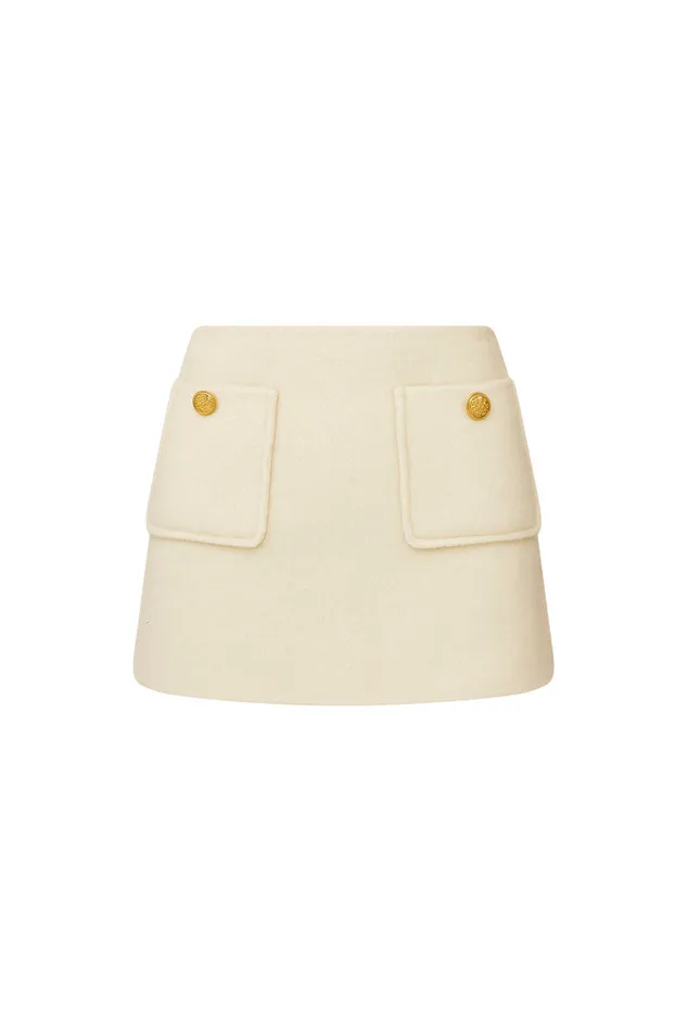 Women LoveShackFancy Skirts Chula Wool Mini Skirt Oatmeal