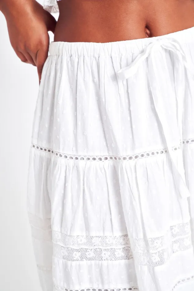 Women LoveShackFancy Skirts Donna Heritage Midi Skirt White