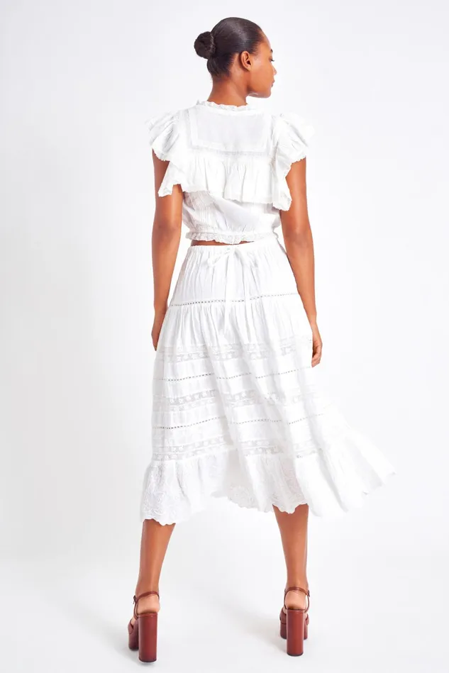 Women LoveShackFancy Skirts Donna Heritage Midi Skirt White