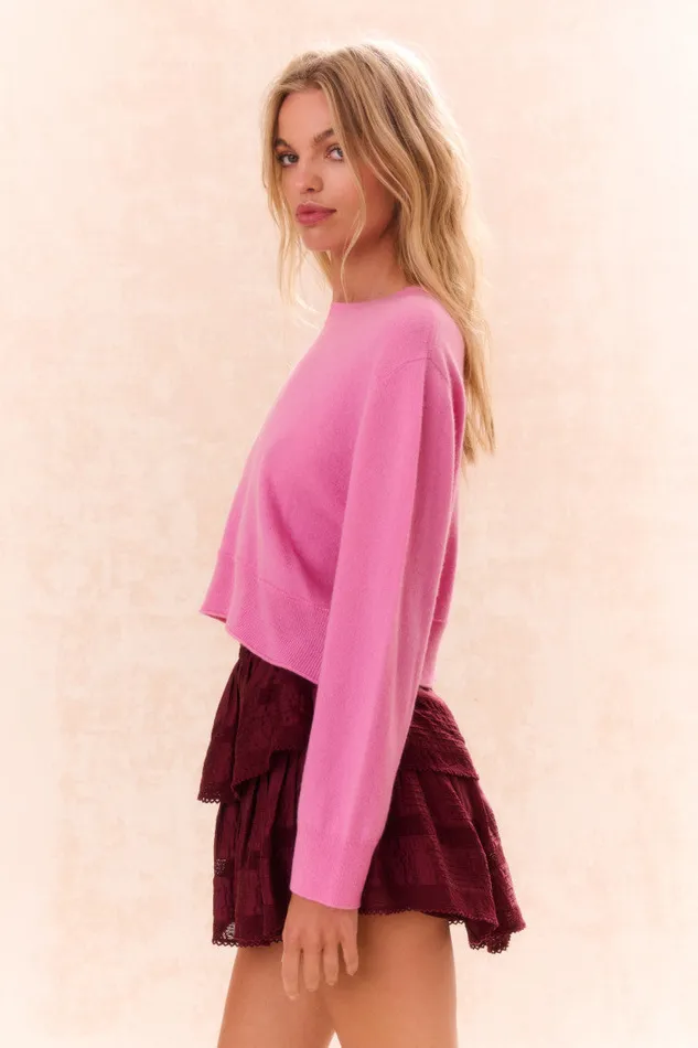 Women LoveShackFancy Skirts Ruffle Mini Tiered Skirt Oxblood