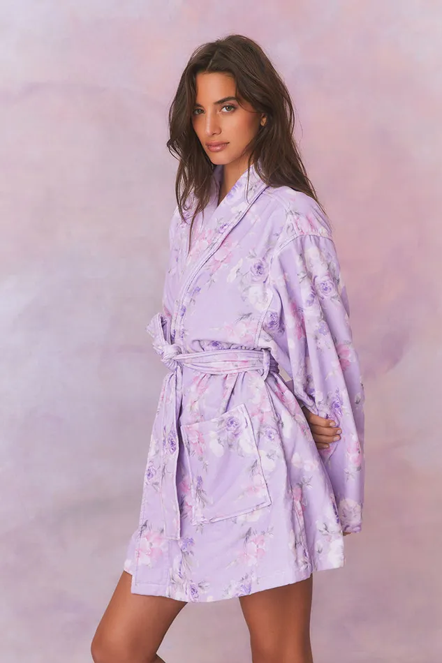 Women LoveShackFancy Sleepwear Indie Cotton Bath Robe Hibiscus